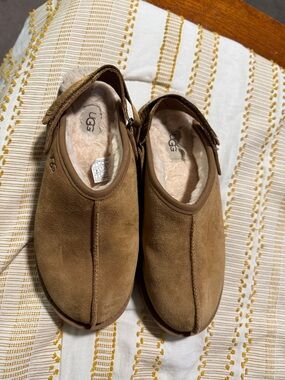 UGG Chestnut Suede Shearling Clog Slip-On